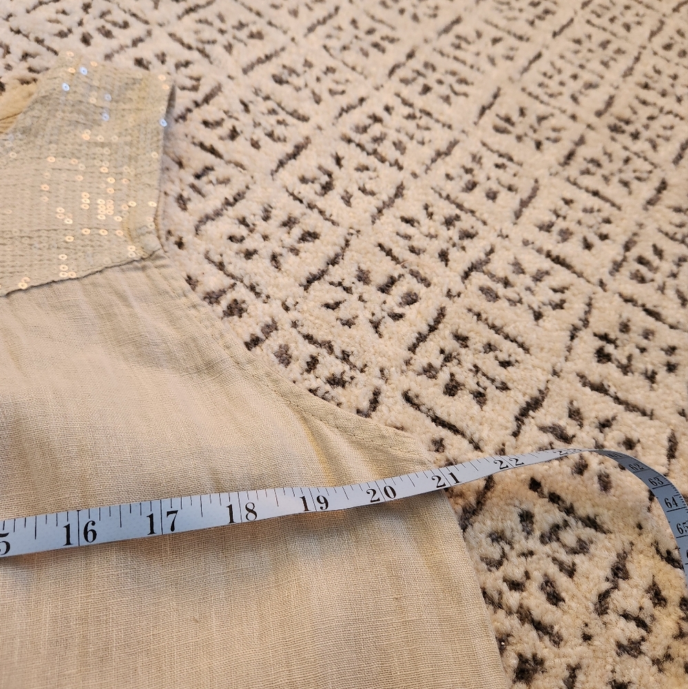 Blu Orchid Linen Dress Sequins Sleeveless Summer  Sundress Tunic Beige Italy M - Picture 9 of 13